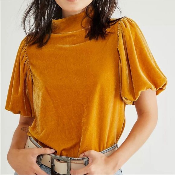 Free People Tops - Free people Claudia velvet puff sleeve
